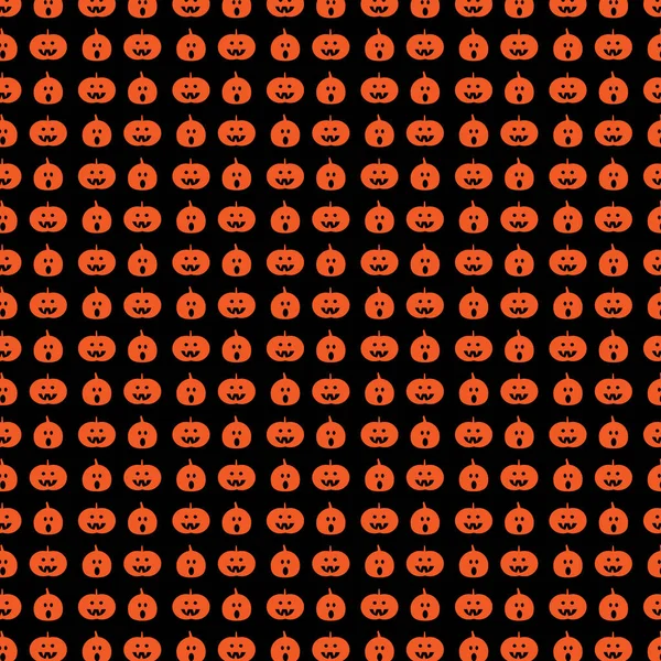 Pattern Smiling Surprised Pumpkins Black — Stock Vector