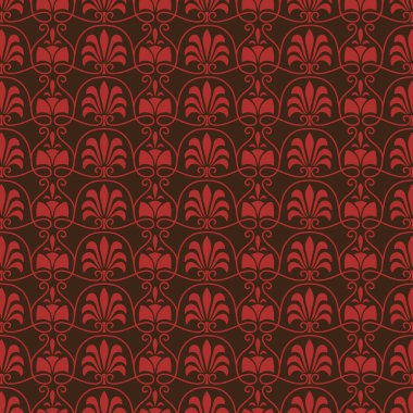 Kırmızı ve kahverengi klasik Yunan desen