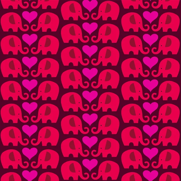 Elefantes Dia Dos Namorados Padrão Com Corações —  Vetores de Stock