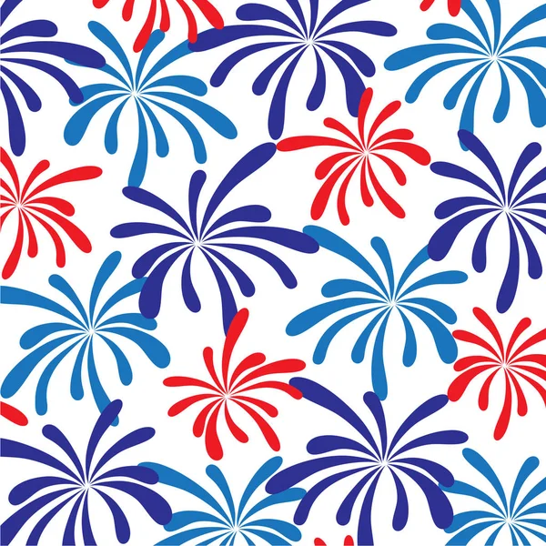 Red Blue Fireworks Isolated White Background — Stock Vector