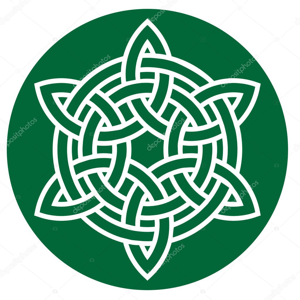 illustration of traditional Celtic ornament element on green 