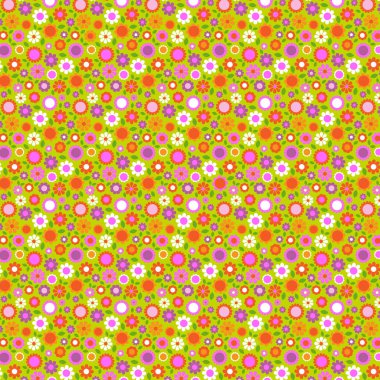 Sarı yeşil arka planda küçük çiçek deseni