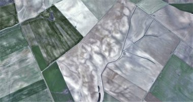 Kuraklık, beyaz ve yeşil kompozisyon, Picasso 'ya övgü, havadan İspanya sahalarının soyut fotoğrafları, hava manzarası, insan çalışma kamplarının temsili, soyut sanat, 