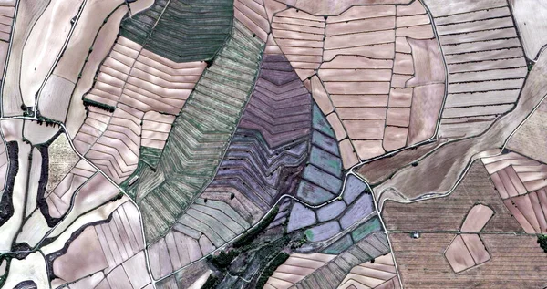 Композиция Дань Пикассо Абстрактная Фотография Испанских Полей Воздуха Вид Воздуха — стоковое фото