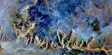 Mavi saat, Afrika çöllerinin havadan soyut fotoğraflanması, çöl manzaralarının havadan görünüşü, Tür: Soyut doğalcılık, mecazi, çağdaş fotoğrafa 