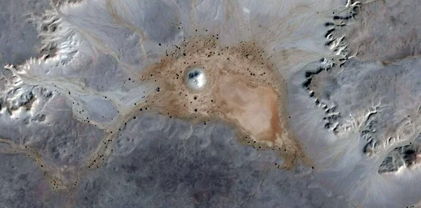 Jądro Komórki Abstrakcyjna Fotografia Pustyń Afryki Powietrza Widok Powietrza Pustynnych — Zdjęcie stockowe