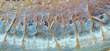 Yaşamın kökleri, Afrika çöllerinin gökyüzünden soyut fotoğraflanması, çöl manzaralarının havadan bakışı, Tür: Soyut doğalcılıktan mecazi, çağdaş fotoğraf sanatına kadar