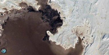 Dünya metastazı, siyah altın, kirli çöl kumu, Pollock 'a övgü, Afrika çöllerinin havadan soyut fotoğrafları, hava görüşü, soyut dışavurumculuk, çağdaş sanat, 