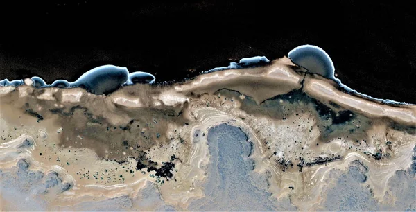 Praia Negra Ouro Negro Areia Poluída Deserto Homenagem Pollock Fotografia — Fotografia de Stock