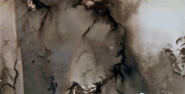 Dünya metastazı, siyah altın, kirli çöl kumu, Pollock 'a övgü, Afrika çöllerinin havadan soyut fotoğrafları, hava görüşü, soyut dışavurumculuk, çağdaş sanat, 