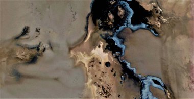 Dünya metastazı, siyah altın, kirli çöl kumu, Pollock 'a övgü, Afrika çöllerinin havadan soyut fotoğrafları, hava görüşü, soyut dışavurumculuk, çağdaş sanat, 