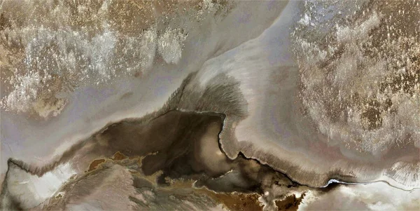 地球の転移 汚染された砂漠の砂 ポロックへのオマージュ 空気から見たアフリカの砂漠の抽象的な写真 空中風景 抽象表現主義 現代美術 — ストック写真