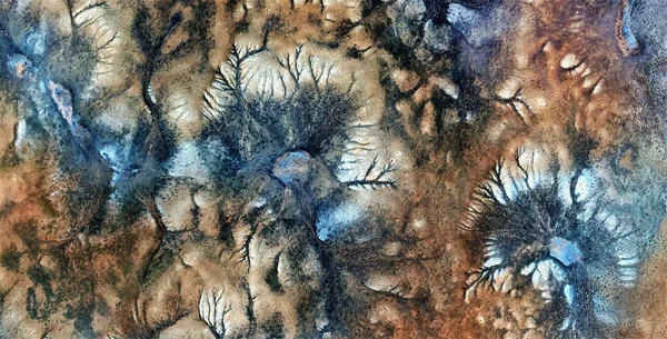 トラの群れ アフリカの砂漠の空気からの抽象的な写真 砂漠の風景の空中ビュー ジャンル 抽象的な抽象から比喩的 現代的な写真への自然主義 — ストック写真