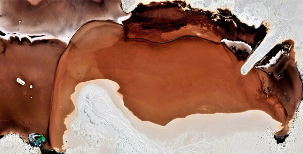 the red wave, black gold, polluted desert sand, abstract photo of the deserts of Africa from the air. aerial view, Genre: Abstract Naturalism, from the abstract to the figurative