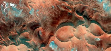 Rüzgâr çömlekleri, Afrika çöllerinin havadan çekilmiş soyut fotoğrafları, çöl manzaralarının havadan görünüşü, Tür: Soyut doğalcılık, mecazi, çağdaş fotoğrafa kadar 