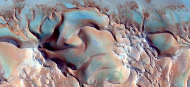 Rüzgâr çömlekleri, Afrika çöllerinin havadan çekilmiş soyut fotoğrafları, çöl manzaralarının havadan görünüşü, Tür: Soyut doğalcılık, mecazi, çağdaş fotoğrafa kadar 