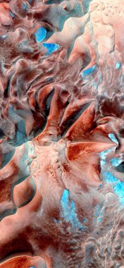 Mantar Clathurs archeri, Afrika çöllerinin dikey soyut fotoğrafçılığı, çöl manzaralarının havadan görünüşü, Tür: Soyut Natüralizm, soyut ve mecazi anlamda, , 