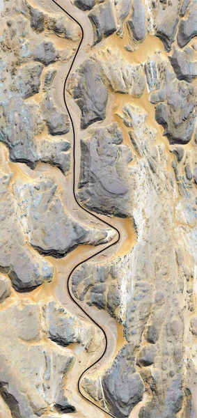 Hosszú Kanyargós Függőleges Elvont Fotózás Sivatagok Afrika Levegőből Légi Kilátás — Stock Fotó
