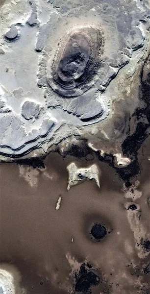 Föld Metasztázis Fekete Arany Szennyezett Sivatagi Homok Tisztelgés Pollock Függőleges — Stock Fotó