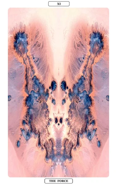 the force, XI, Tarot, tarot card, card, tarot deck, major arcana, divination, future, seer, meaning, throw cards, design, abstract symmetrical photos of the deserts of Africa from the air.
