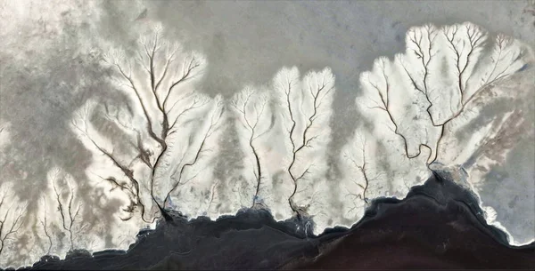 Zimowa Burza Abstrakcyjna Fotografia Pustyń Afryki Powietrza Widok Powietrza Pustynnych — Zdjęcie stockowe