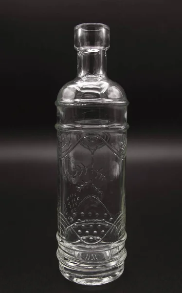 オイル アルコール ガラス容器 ミニチュア 円筒形のボディ用ガラスボトル 装飾品 短い首 厚い口 ハンドルなし — ストック写真