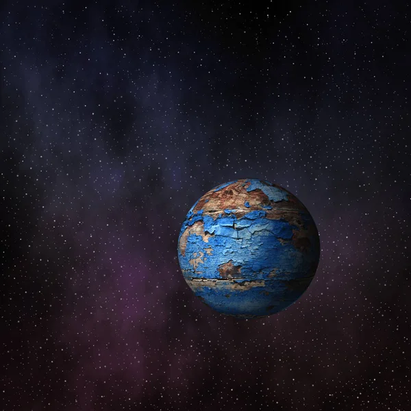 the future of planet earth, space landscape with a planet, on a starry background and a colorful stardust.