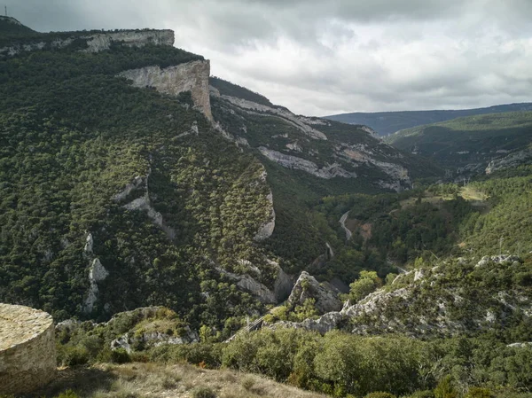 Krajobraz Zamku Tedeja Trespaderne Burgos Las Merindades Hiszpania — Zdjęcie stockowe