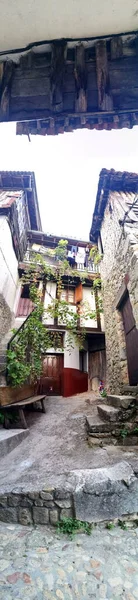 Vertical Panoramic Photograph Town Mogarraz Famous Its Old Castilian Architecture — Stock Photo, Image