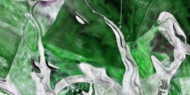 İspanya topraklarının havadan görünüşü, havadan görünüşü, çalışma kamplarının tasviri, soyut sanat eserleri.,