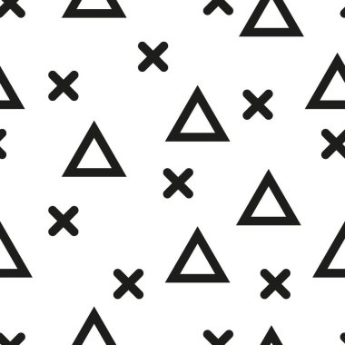 Geometrik dikişsiz desen. Memphis tarzında tek renkli arka plan. Vektör çizimi. Yazdırma için doku, tekstil