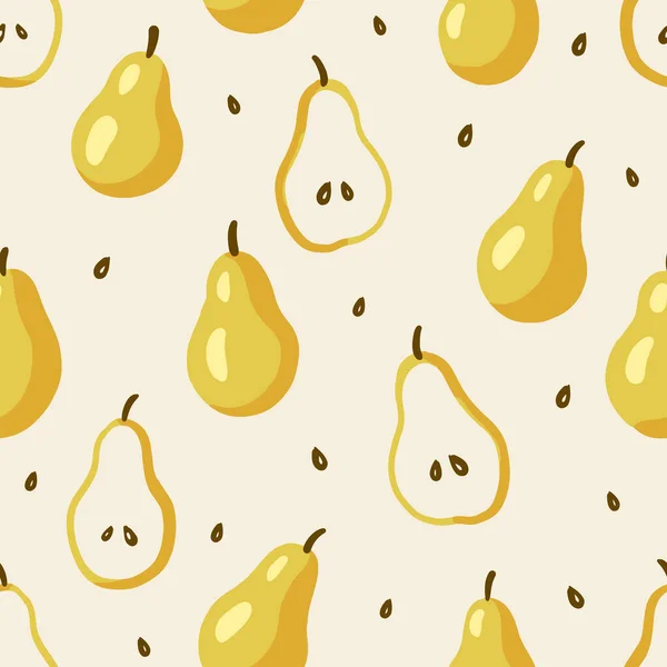 Απρόσκοπτη Μοτίβο Αχλάδι Φόντο Φρούτων Εικονογράφηση Διανύσματος Υφή Εκτύπωσης Υφάσματος — Διανυσματικό Αρχείο