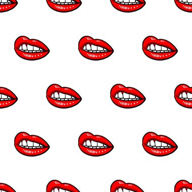 Beyaz arka planda dudakları olan kusursuz bir şekil. El çizimi çizimi. Yazdırma dokusu