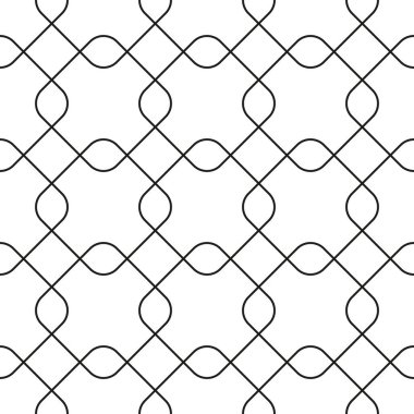 Kusursuz desen. Tek renkli geometrik arka plan. Baskı, tekstil ve ambalaj için siyah beyaz doku. Vektör illüstrasyonu.
