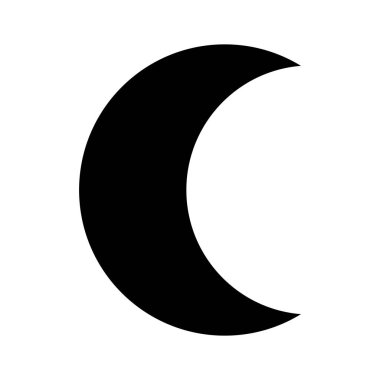 Ay simgesi. Gecenin sembolü. Web tasarımı için element. Vektör çizimi. Beyaz arkaplanda kara ay