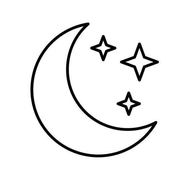 Moon and stars icon. Symbol of night. Element for web design. Vector illustration. 