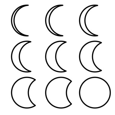 Ay evreleri. Vektör çizimi. Web sitesi simgesi. Özet sembolleri