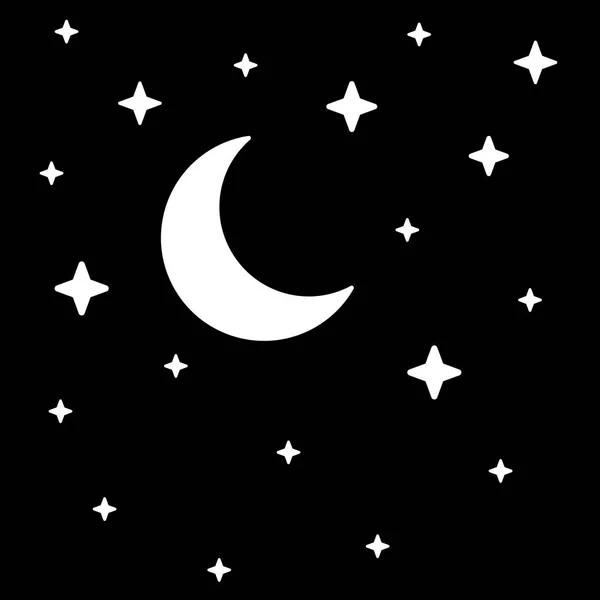 Nachthimmel Symbole Der Nacht Vektorillustration Weiße Elemente Auf Schwarzem Hintergrund — Stockvektor