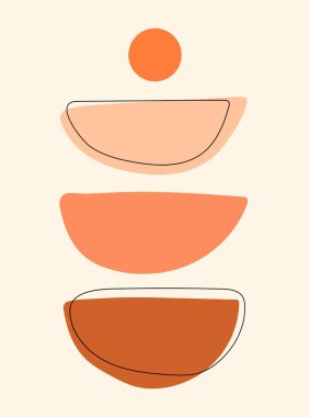 Çağdaş geometrik bileşim. Boho duvar dekoru. Yüzyıl ortası sanat baskısı