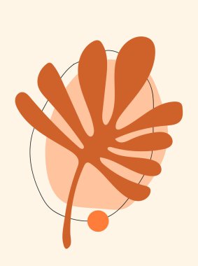 Soyut kompozisyon. Vektör çizimi. Boho duvar izi. Yüzyılın ortası soyut şekilleri.