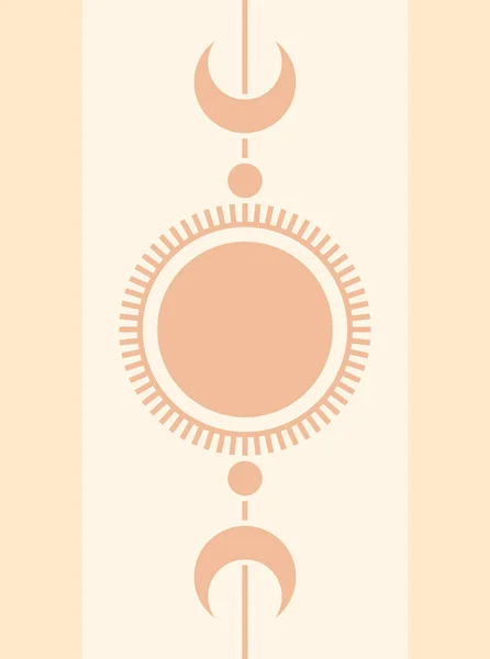  Güneş ve ay. Boho duvar dekoru. Yüzyıl ortası sanat baskısı. Vektör çizimi. Modern poster.
