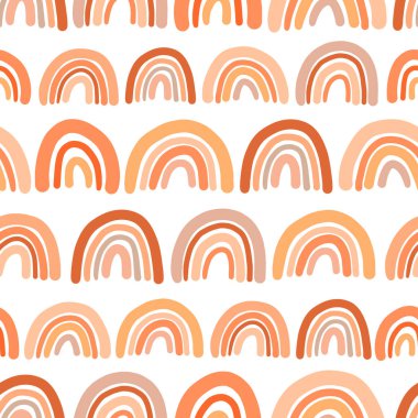 Gökkuşağıyla kusursuz desen. Vektör çizimi. Tekstil, baskı, ambalaj, duvar kağıdı için el yapımı doku. Güzel tasarım.