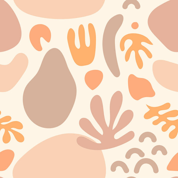 Бесшовный рисунок с абстрактными формами. Ручной рисунок вектора. Современная текстура для печати, текстиля, упаковки.