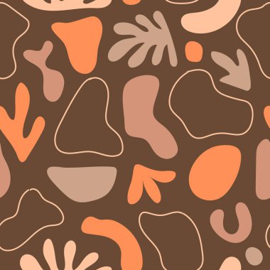 Organik şekilli kusursuz desen. Vektör çizimi. Yazdırma, tekstil, ambalaj için moda.