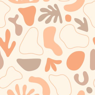 Organik şekilli kusursuz desen. El çizimi vektör çizimi. Yazdırma, tekstil, ambalaj için çağdaş doku