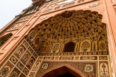 Beautifuly decorated gate to Badshahi Mosque in Lahore, Pakistan. clipart