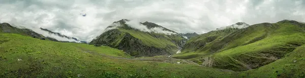 Scenic View Green Slopes Kashmir Mountains India Cloudy Day Stock Image