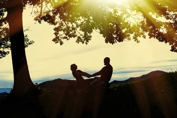 Romantic couple dreaming about future