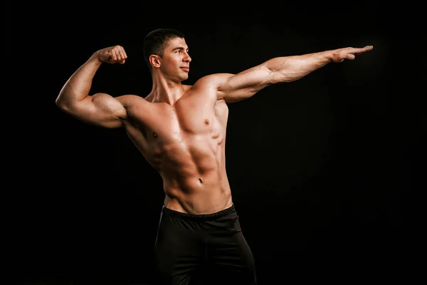 Halterofilista Posando Bonito Desportista Poder Masculino Aptidão Homem Musculado — Fotografia de Stock