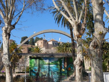 Waterfront ve liman olan sermaye şehir Andalucia Güney İspanya Malaga Malaga 21 Şubat 2018.Architecture